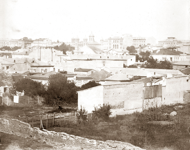 File:Panorama Bucureştiului aproximativ în 1873 - Biserica Sf. Sărindar şi Universitatea A. D. Reiser.jpg