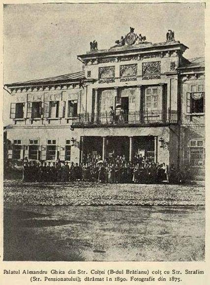 File:Str. Coltei (bd. IC Bratianu) Palatul Alexandru Ghica colt cu Str. Serafim(Pensionatului) demolata 1890. Foto 1875.jpg