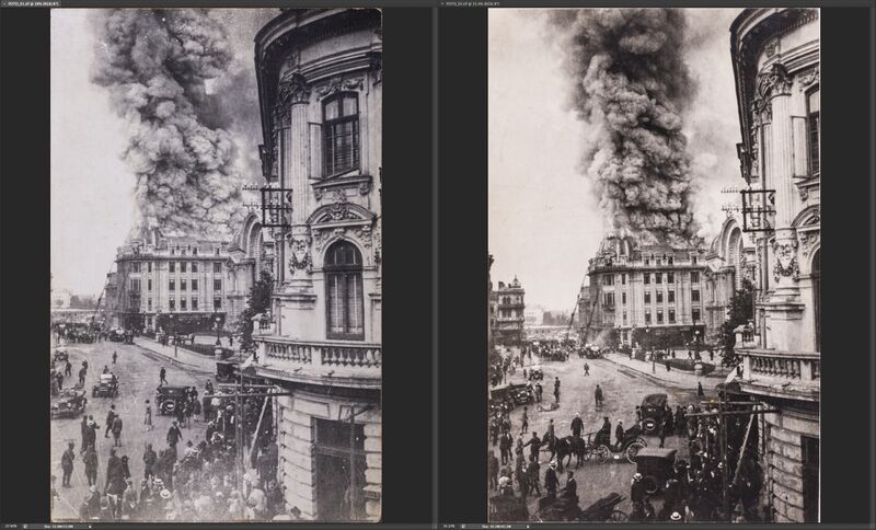 File:1927 incendiul din clădirea Prager (Palatul societății Agricola) din 20 mai 1927 de pe Calea Victoriei.jpg