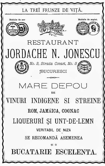 Restaurantul Iordache N. Ionescu & Co. Str. Covaci Nr. 3