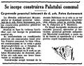 Palatul Municipal Gazeta Municipală 29 ianuarie 1939