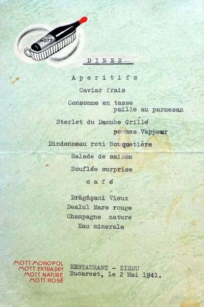 File:Meniu Restaurant Zissu Bucuresti , Dineu , 2 Mai 1941.jpg