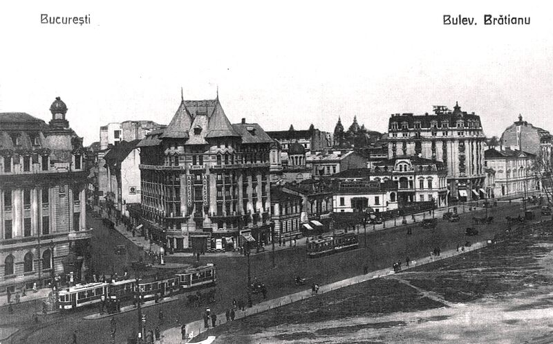 File:1929 bd. Bratianu (actual Balcescu) cu str. Edgar Quinet Hotel Britania..jpg