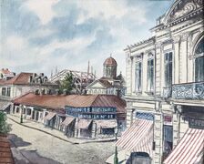 1933 Acuarelă. Serbinov, Eugen. Hanul Dedu din București