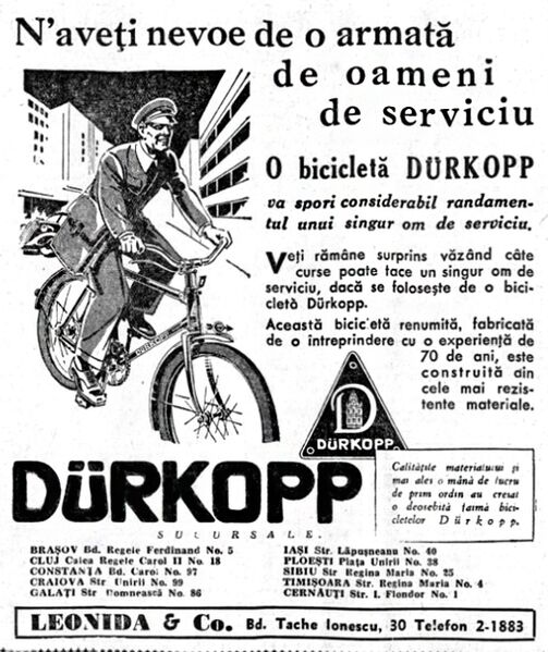 File:Bd. Tache Ionescu 30 biciclete Dürkopp, 1938.jpg