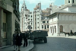 Strada Academiei cu Biserica Sf. Nicolae Dintr-o zi 1946.jpg