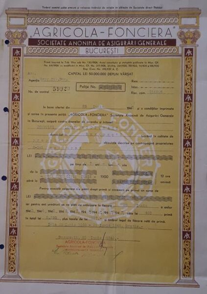 File:Polita de asigurare - 1942 - Soc. Agricola Fonciera 1.jpg