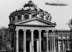 Zeppelin Flying Over The Atheneum In Bucharest In 1938.jpg