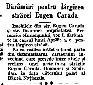 Str. Doamnei, Eugen Carada Gazeta Municipală 29 ianuarie 1939.jpg
