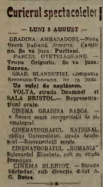 File:Cinema Bleriot Adevărul, 24, nr. 7870, 9 august 1911.jpg