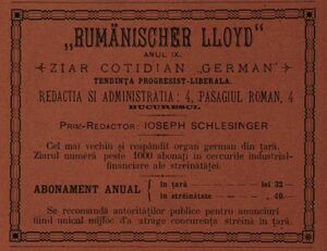 Pasajul Roman 4 Rumanischer Lloyd ziar german.jpg