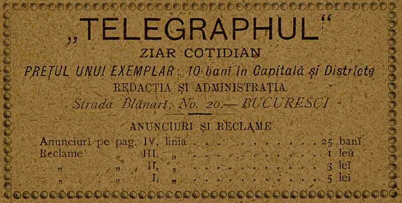 File:Telegraphul, ziar Anuarul Bucurescilor pe anul 1889.jpg