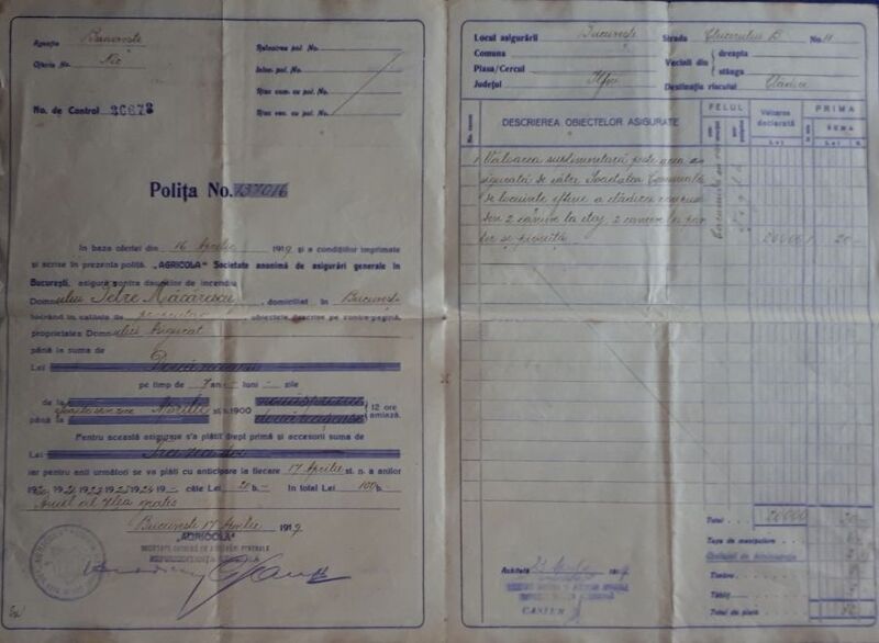 File:Polita de asigurare 1919 Agricola - Contra incendiului 2.jpg