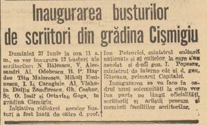 Cismigiu busturi ziarul Timpul 25.06.1943