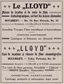 Calea Victoriei Nr. 52 in 1914 "Le Lloyd" casa de distributie a filmelor. Viaţa Cinematografică în România nr. 3, 12 aprilie 1914 03.