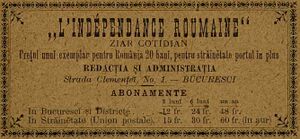 L'Independance Roumaine, ziar Anuarul Bucurescilor pe anul 1889.jpg
