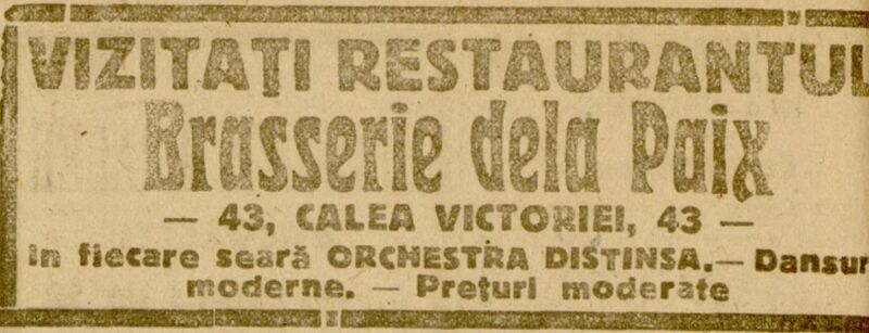 File:1919 Calea Victoriei Nr. 43 Restaurantul Brasserie Dela Pais 1919.jpg