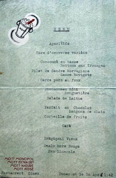 File:Meniu Restaurant Zissu Bucuresti , Dineu , 10 Aprilie 1942.jpg