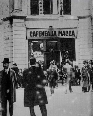 Eugeniu Carada street, the area of the Macca Cafe1933.jpg