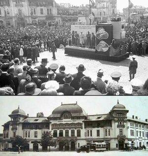 1945 1 Mai (in fundal Palatul Societatii Functionarilor Publici.jpg