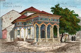 Biserica Stavropoleos, cca. 1860, desen de Dieudonne Lancelot.