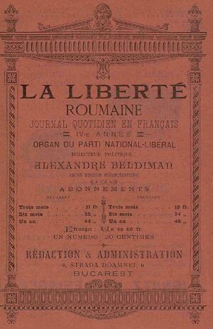 La Liberte Roumaine Anuarul Bucurescilor pe anul 1890.jpg